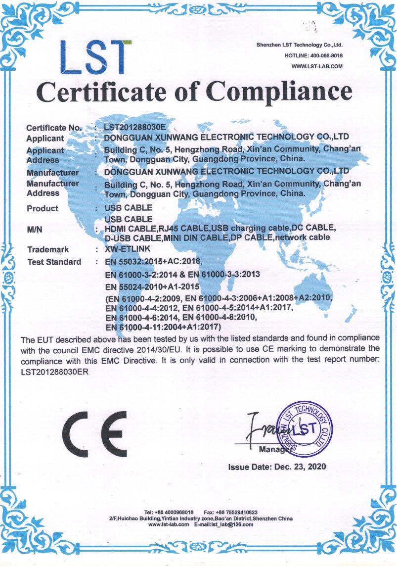 Cable CE certificate